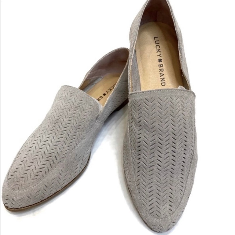 LUCKY BRAND SUEDE LEATHER GREY BROGAN LOAFER SIZE 7